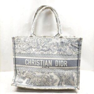 Authentic Christian Dior Tote Bag Gray Canvas mn1122-011326